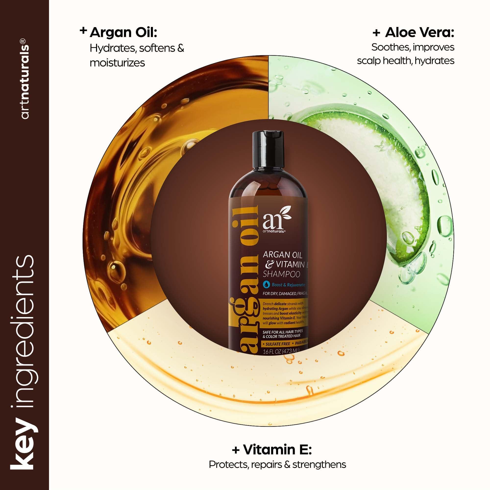 Artnaturals artnaturals Argan Hair Growth Shampoo - (16 Fl Oz / 473ml) - Sulfate Free - Treatment for Hair Loss, Thinning & Regrowth - Men & Women - Infused with Biotin, Argan Oil, Keratin, Caffeine