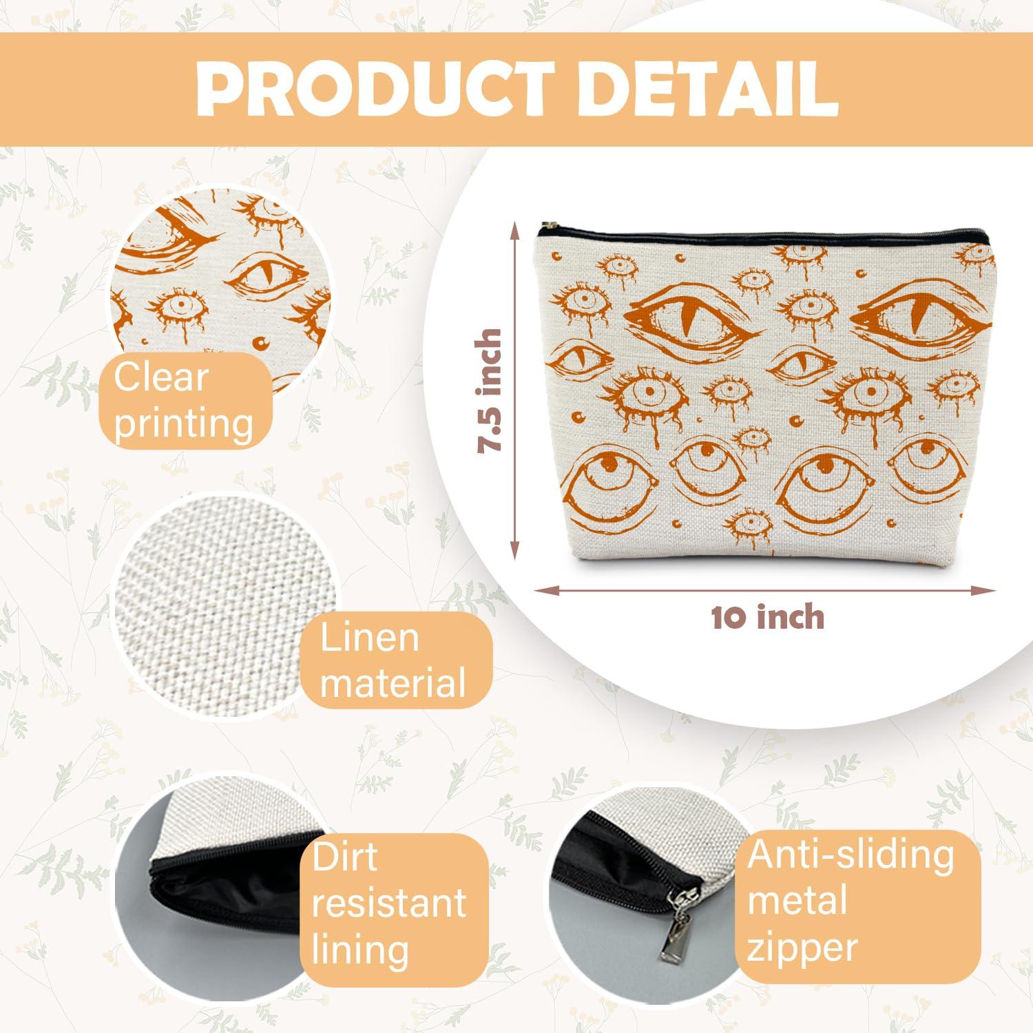 RYYCDOI RYYCDOI Goth Makeup Bag, Mystical Gothic Evil Eyes Witchy Cosmetic Bag Toiletry Bag for Women, Witch Stuff, Halloween Makeup Bag, Halloween Gifts for Women(orange eye)