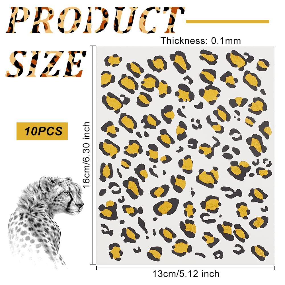 OLYCRAFT OLYCRAFT 10 Sheets Temporary Leopard Tattoo Stickers 5x6 Inch Cheetah Leopard Print Tattoo Stickers Leopard Face Stickers Removable Stickers for Women Art Party Decor Halloween Costume Black & Gold