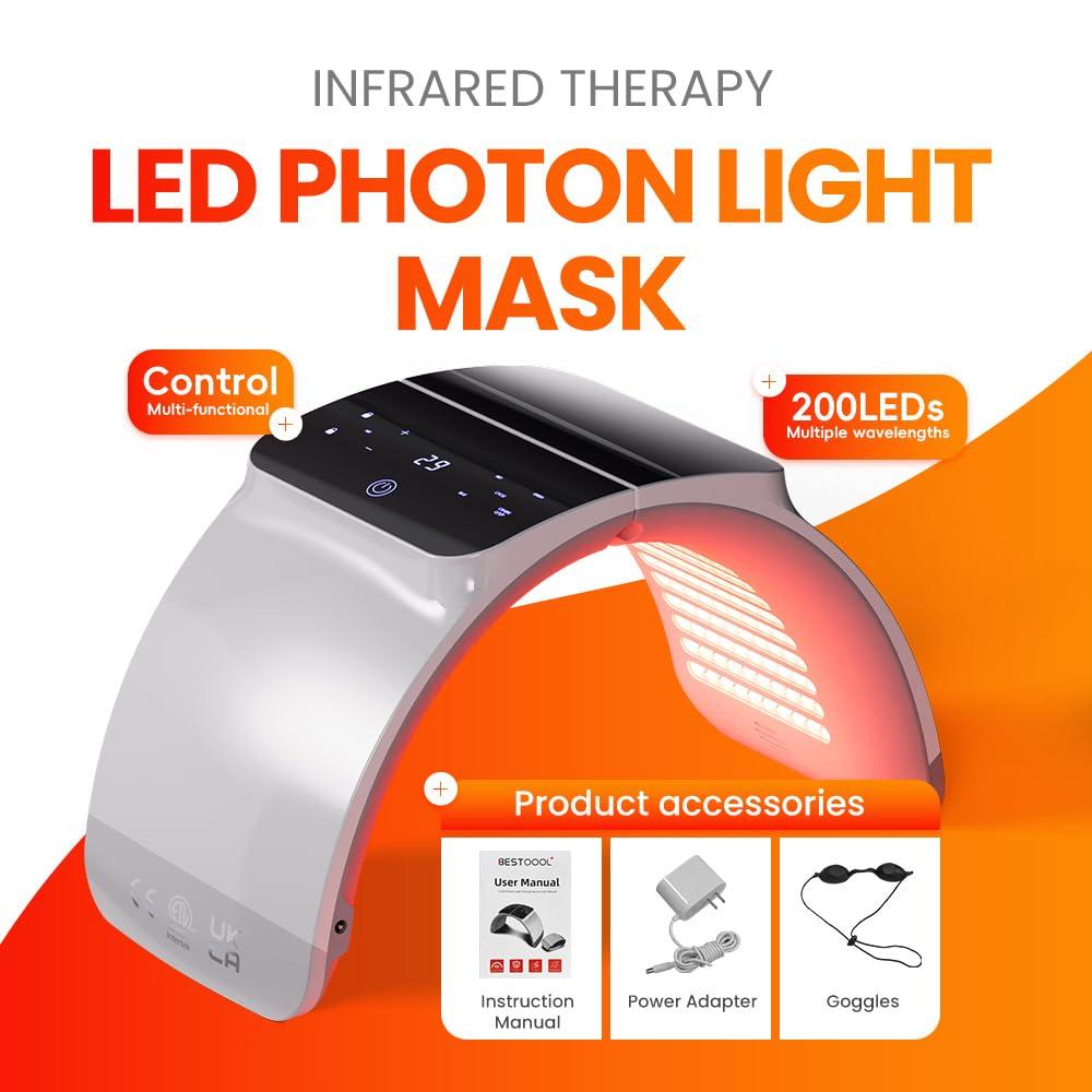 Bestqool Bestqool LED Mask Photon LED Light Therapy - 6 Colors with Near Infrared Light LED Face Mask for Skin Rejuvenation SPA Facial Body Skin Care Beauty Salon Device