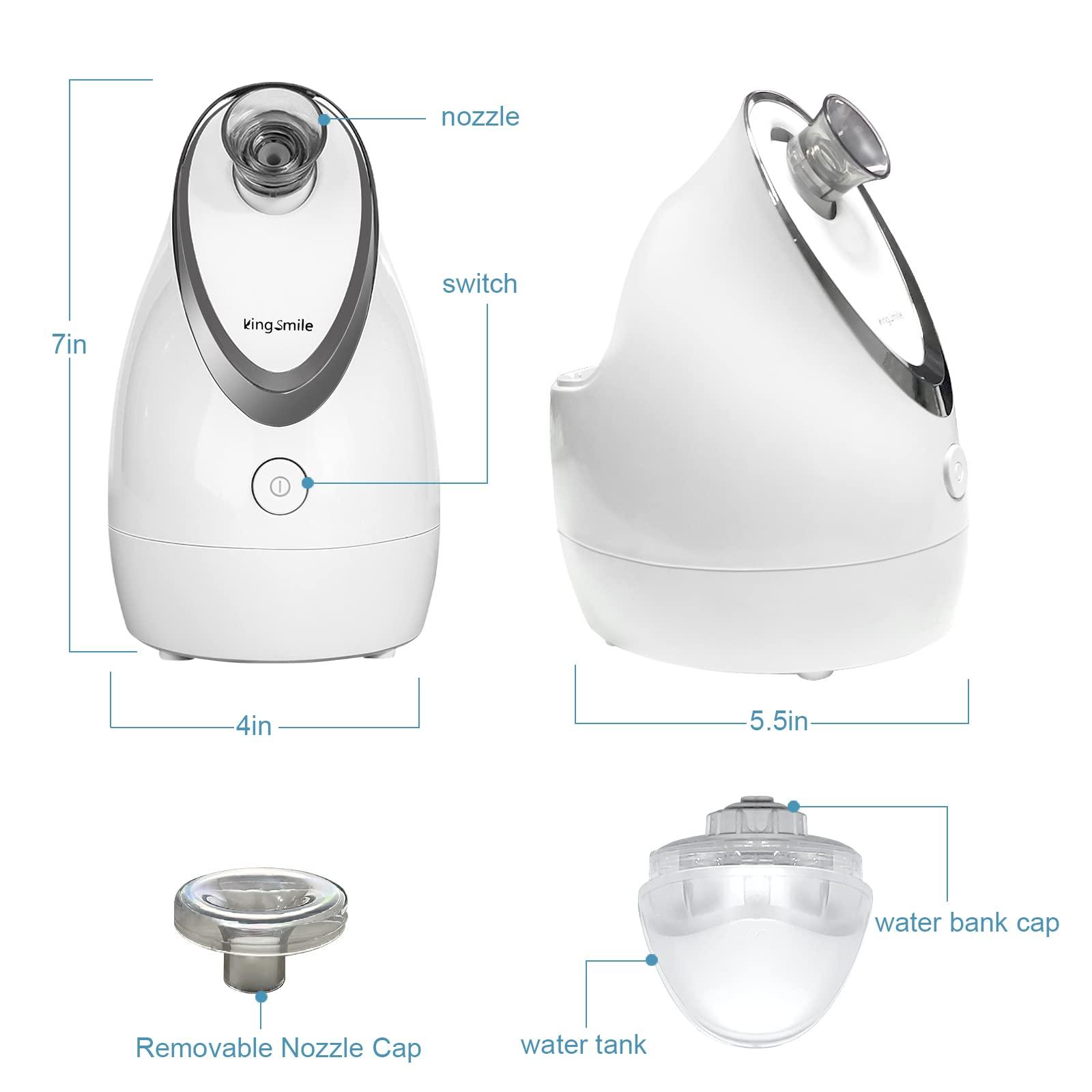 Kingsmile Kingsmile Facial Steamer, 2 in 1 Face Steamer for Facial,Compact Nano Steamer with Aromatherapy,Face Humidifier - Adjustable Nozzle, Warm Steam for Home SPA & Sinuses, Stainless Steel Kit & Hairlace