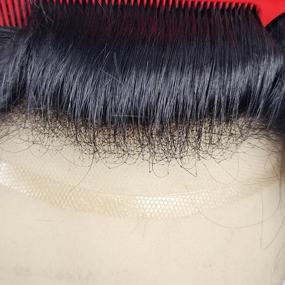 Generic Toupee For Men Hair System French Lace Front Men Toupee Human Hairpiece Finemono Hair Replacement (#520 5# MEDIUM LIGHT BROWN WITH 20% SYNTHETIC GREY, 8x10\'\'-120% Medium Light to Medium Density)