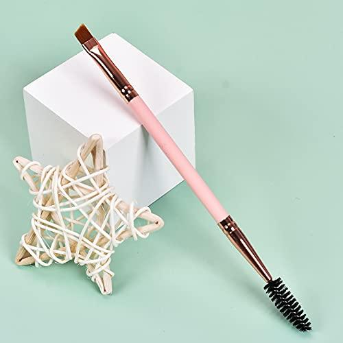 DELAYNOMORE77 Duo Eyebrow Brush, Spoolie Brush and Angled Brow Brush Eyelash Brush for Eye Makeup. (5pcs, Pink)