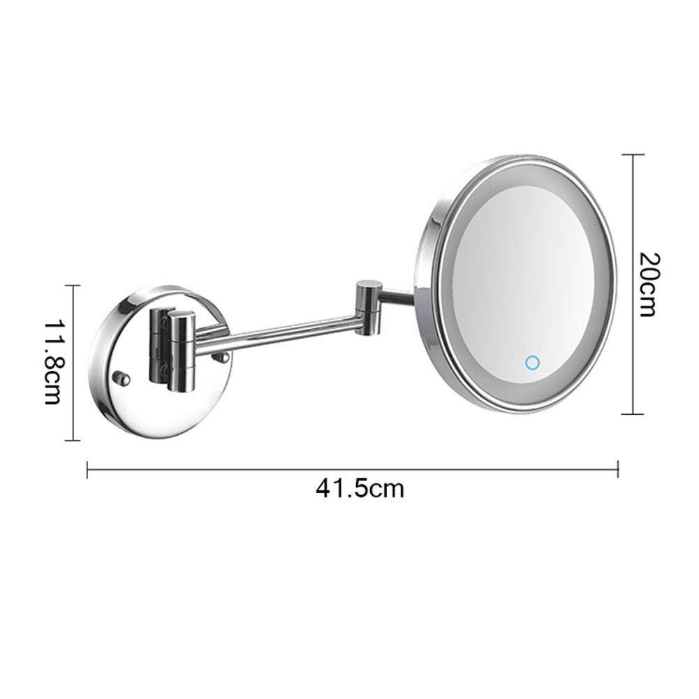 SEnyah 8 Inch Bathroom Mirrors Wall Mounted with 3X Magnification, Touch Screen Folding Vanity Lamp Retractable Swivel Shaving Mirror, Concealed Install for Home, Spa and Hotel