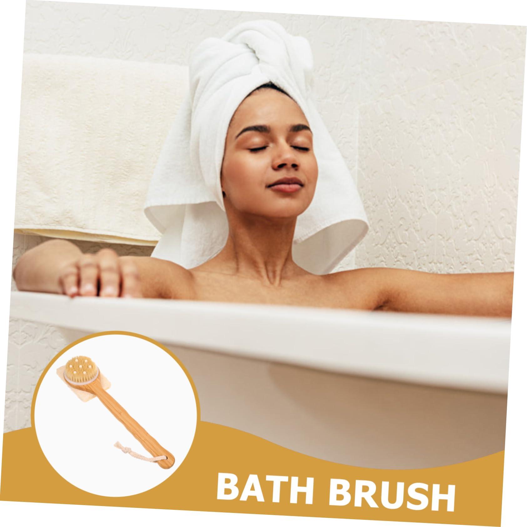 COLLBATH COLLBATH Natural Loofah Bath Brush with Long Handle Double Sided Exfoliating Skin Scrubber for Bead Loofah Sponge for Body and Foot Cleaning