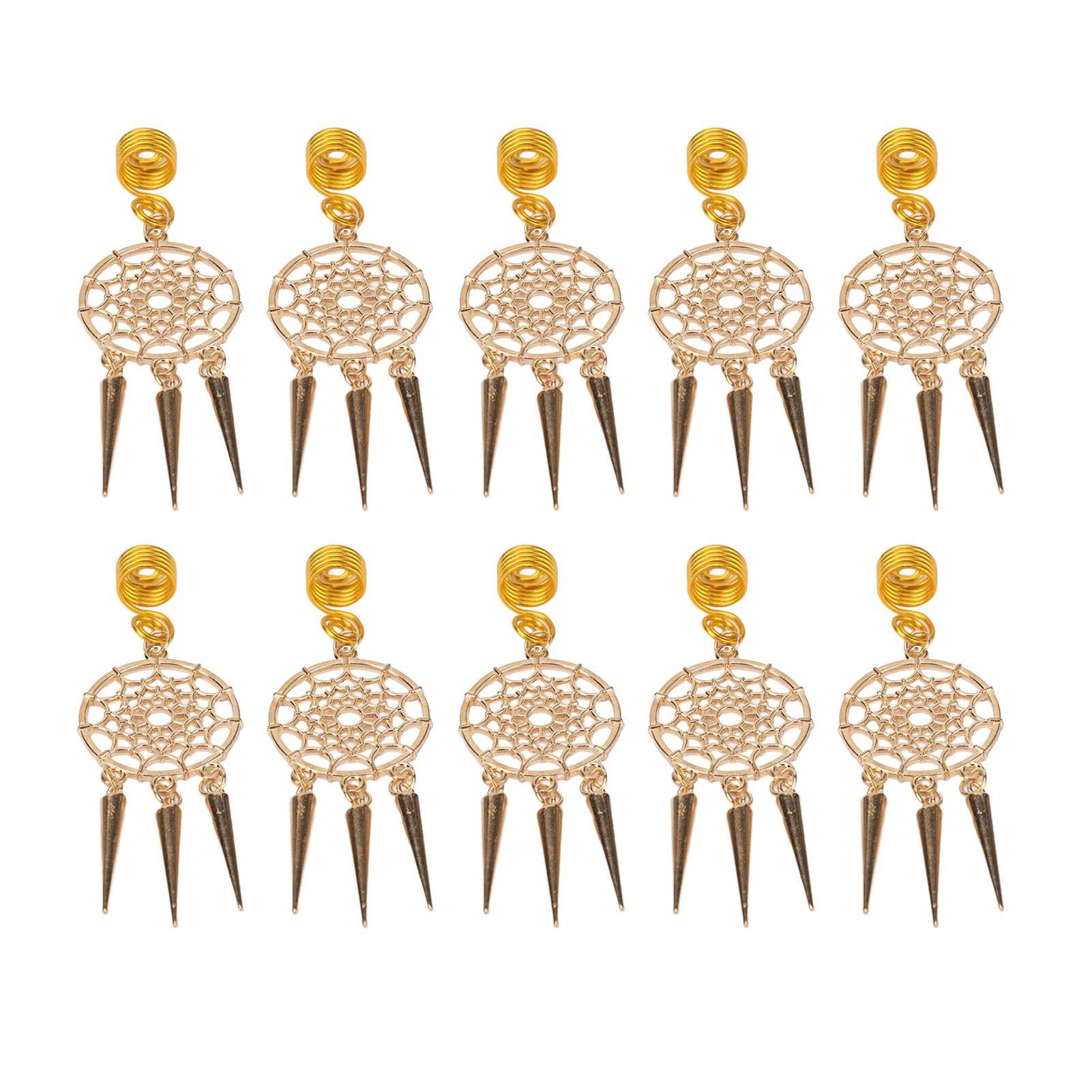 Srliya 10pcs Beard Dreadlock Unisex Accessories Beard Spring Tube Dreadlock for Wedding Daily Life Golden