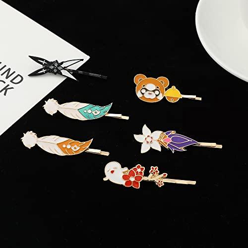 Xingqiu Xingqiu Xiangling Hairpin Eula Hair Clips Genshin Impact Hairclips for Women Girls Headwear Styling Tools Gifts