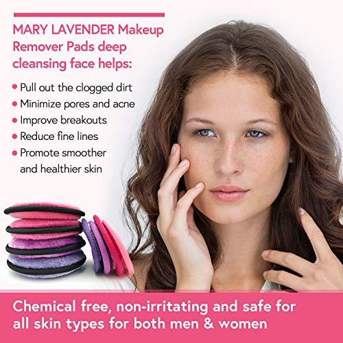MARY LAVENDER Mary lavender Multifunctional Makeup Remover Pads for Face Eyes 8 Pack, Washable Reusable Face Cleansing Wipes Puff, Makeup Remover Cloth, Powder Puff, Cotton Pads Cotton Rounds Makeup Wipes