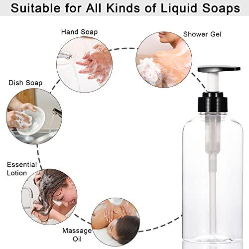 Yeeco Clear Shampoo and Conditioner Bottles,Yeeco Shampoo Pump Bottle Shampoo Bottles Dispenser with Waterproof Labels 16.9oz/500ml 3 Pack for Shampoo and ConditionerBathroom, Kitchen, Hotel