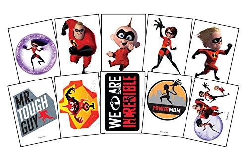 Incredibles Large Incredibles 2 Temporary Tattoos - 3.5" x 2.5" - Featuring Mr. Incredible, Elastigirl, Violet, Dash and Jack Jack, 30 pcs for Party Favors/Party Activity/Goodie Bags