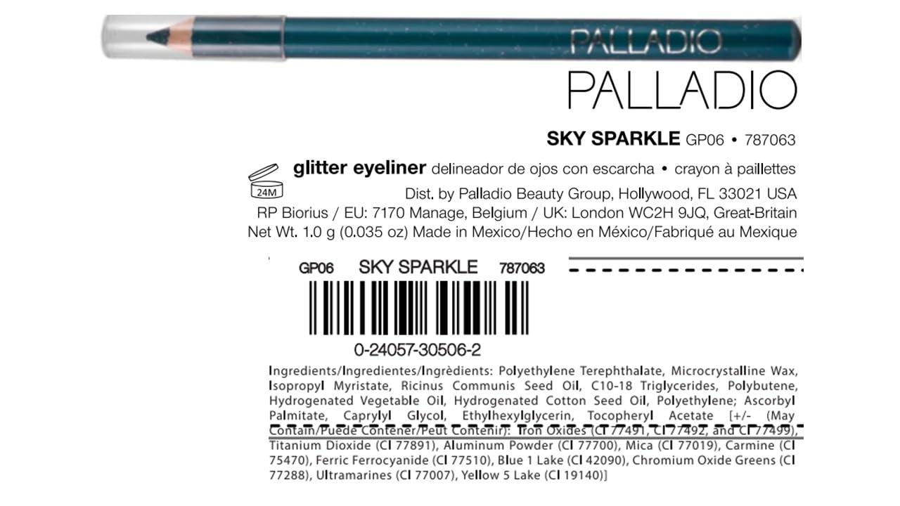 Palladio Palladio Glitter Eyeliner Pencil, Longlasting Creamy Cosmetic Pencil, Shimmer Eye Liner, Buttery Smooth Tip, Professional Makeup Glittery Pencil, Sharpenable, Sky Sparkle