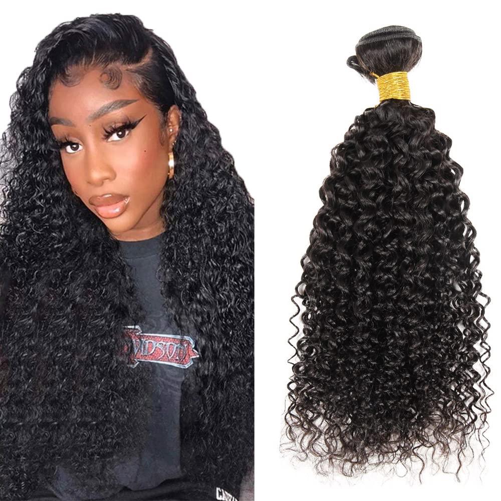 Capurchra Kinky Curly Hair Bundles Curly Wave Weave Hair Human Bundles Natural Black Color Brazilian Virgin Human Hair Bundles 100% Unprocessed Virgin Hair Bundles 26 Inch For Women