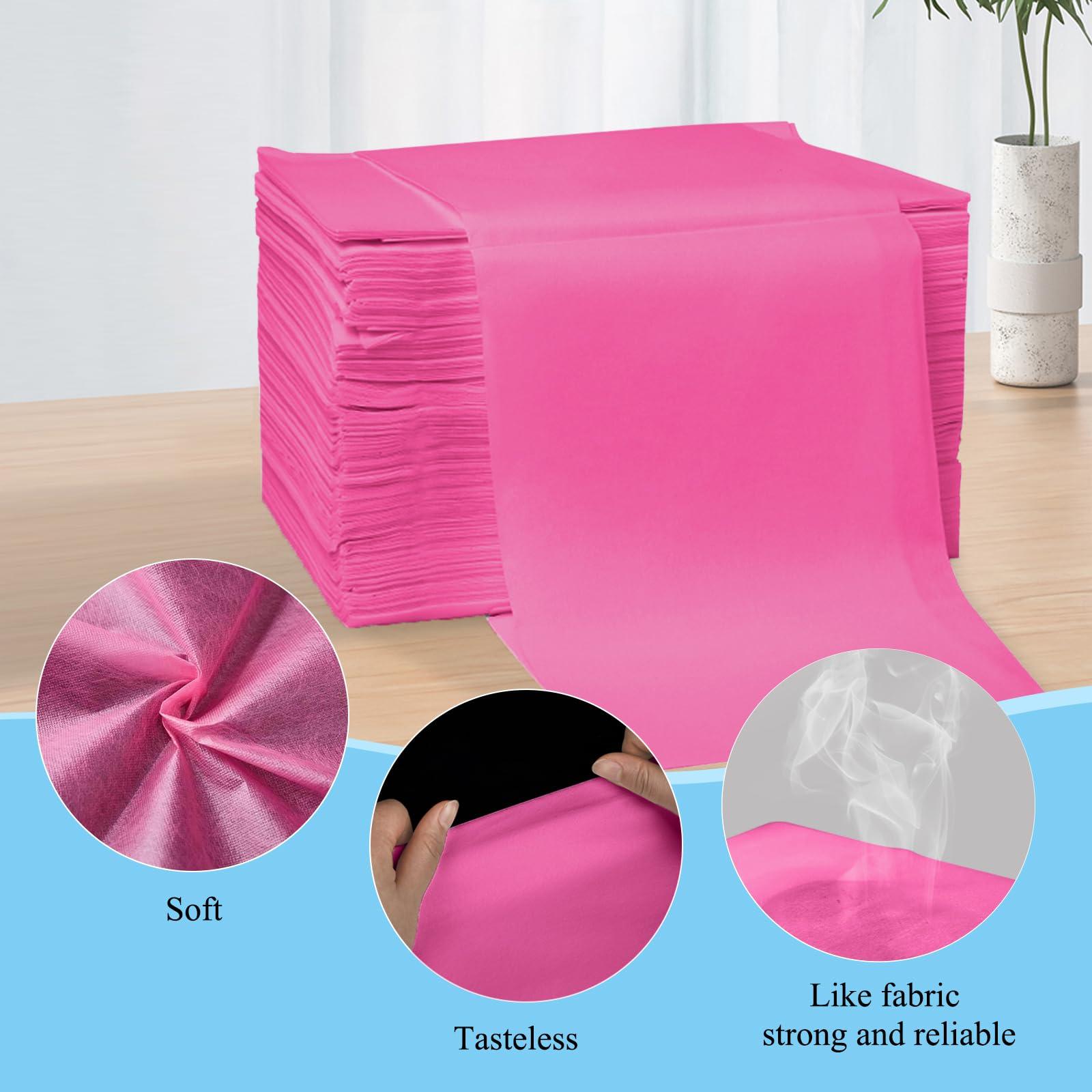 SZHZTEL 200Pcs Disposable Massage Table Sheets 31.5" x 71" Non-Woven Fabric Bed Covers for Ultimate Hygiene and Comfort in Massage, Tattoo, and Spa Treatments, Breathable and Durable Sheets(Pink)