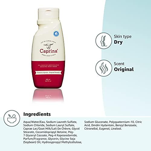Caprina by Canus Caprina by Canus Amazing Body Wash With Fresh Canadian Goat Milk Gentle Soap Moisturizing Vitamin A, B2, B3 & More, Original, 16.9 Fl Oz