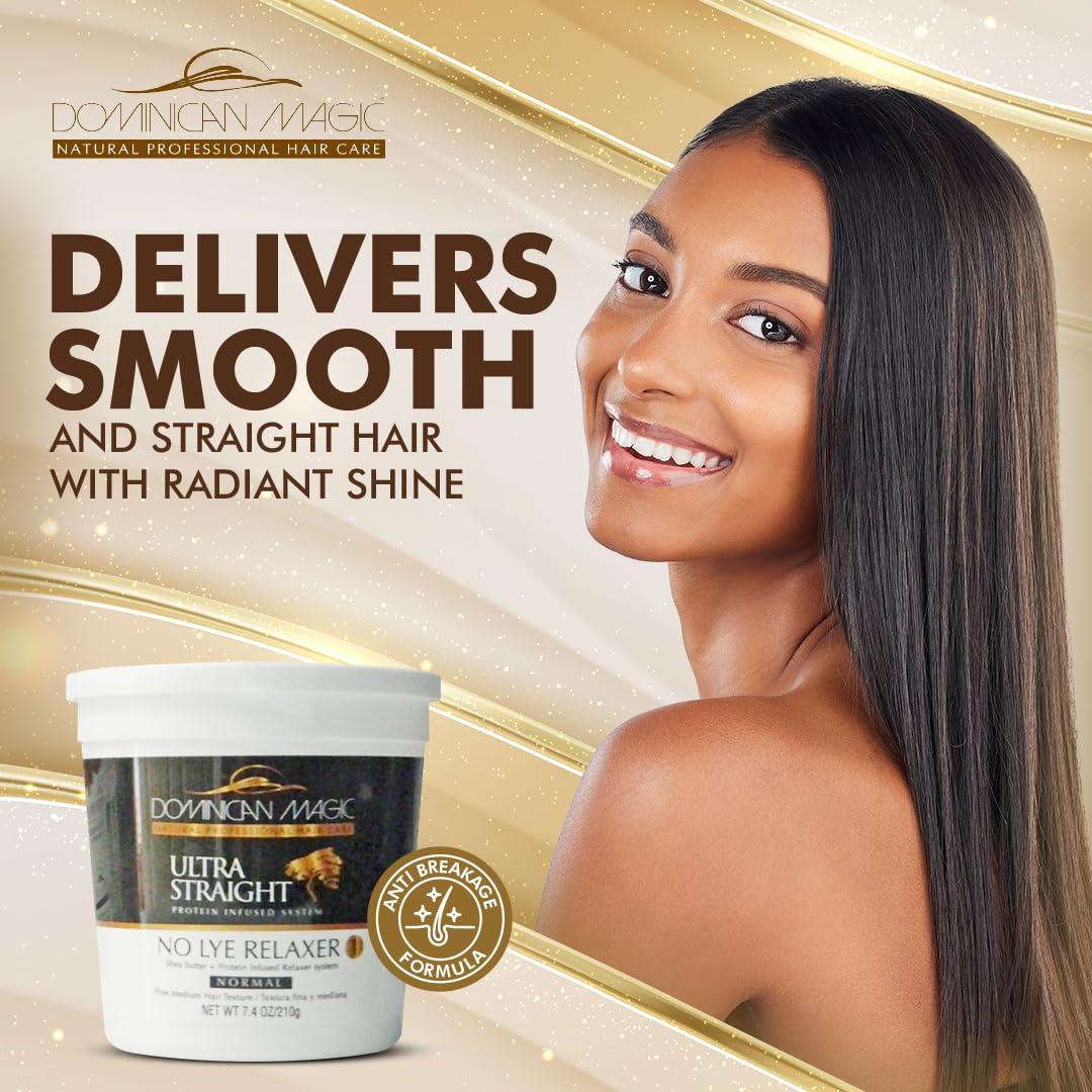 DOMINICAN MAGIC Dominican Magic Ultra Straight No Lye Hair Relaxer  Gentle Formula for Smooth, Frizz-Free, and Straight Hair  7.4oz, Normal Strength, Professional Grade Relaxer