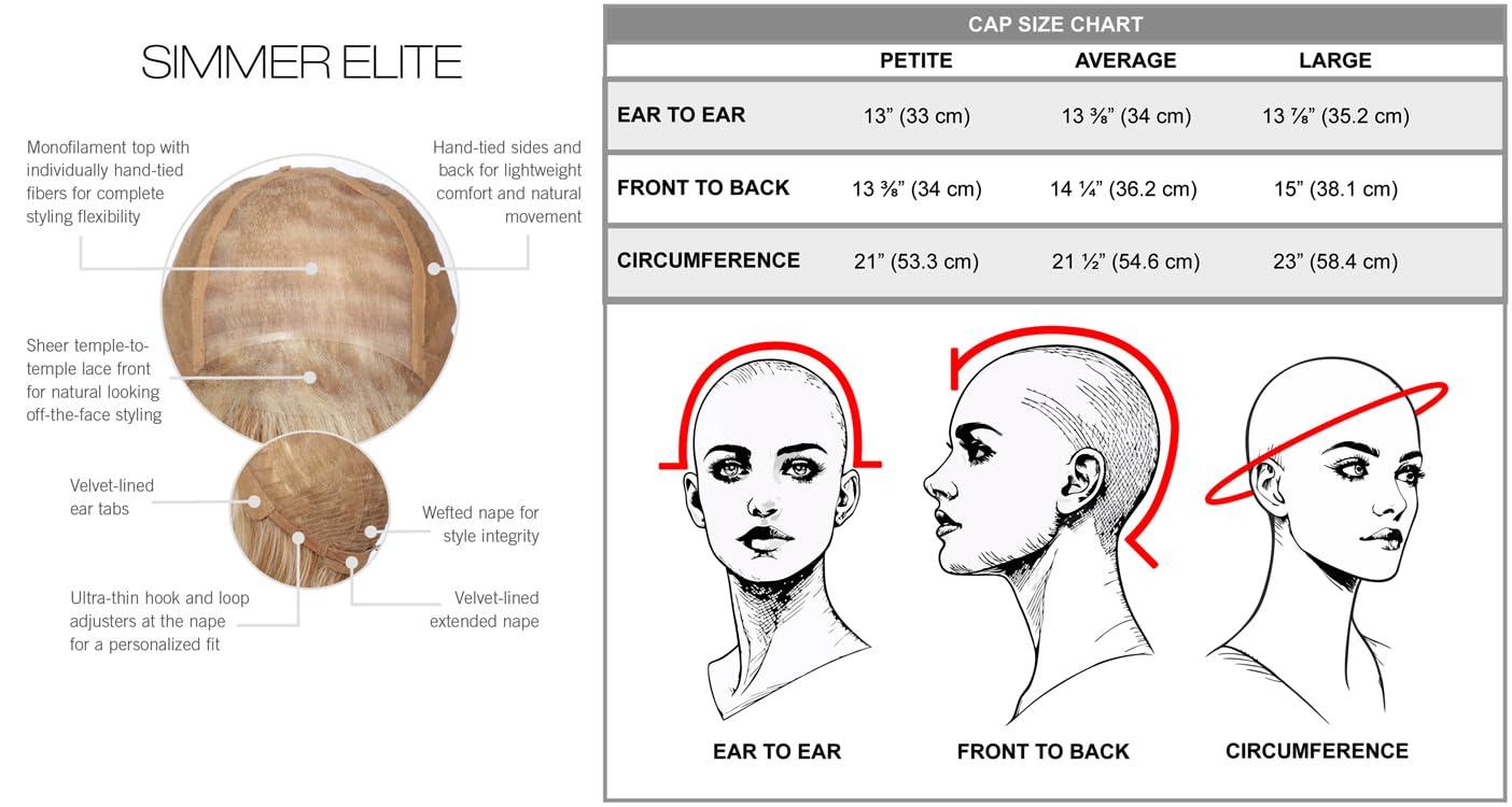 Hair u wear Raquel Welch Simmer Elite Layered Shoulder Length Wig With Lightweight Hand-Tied Base, Petite Cap - RL2/4 Off Black