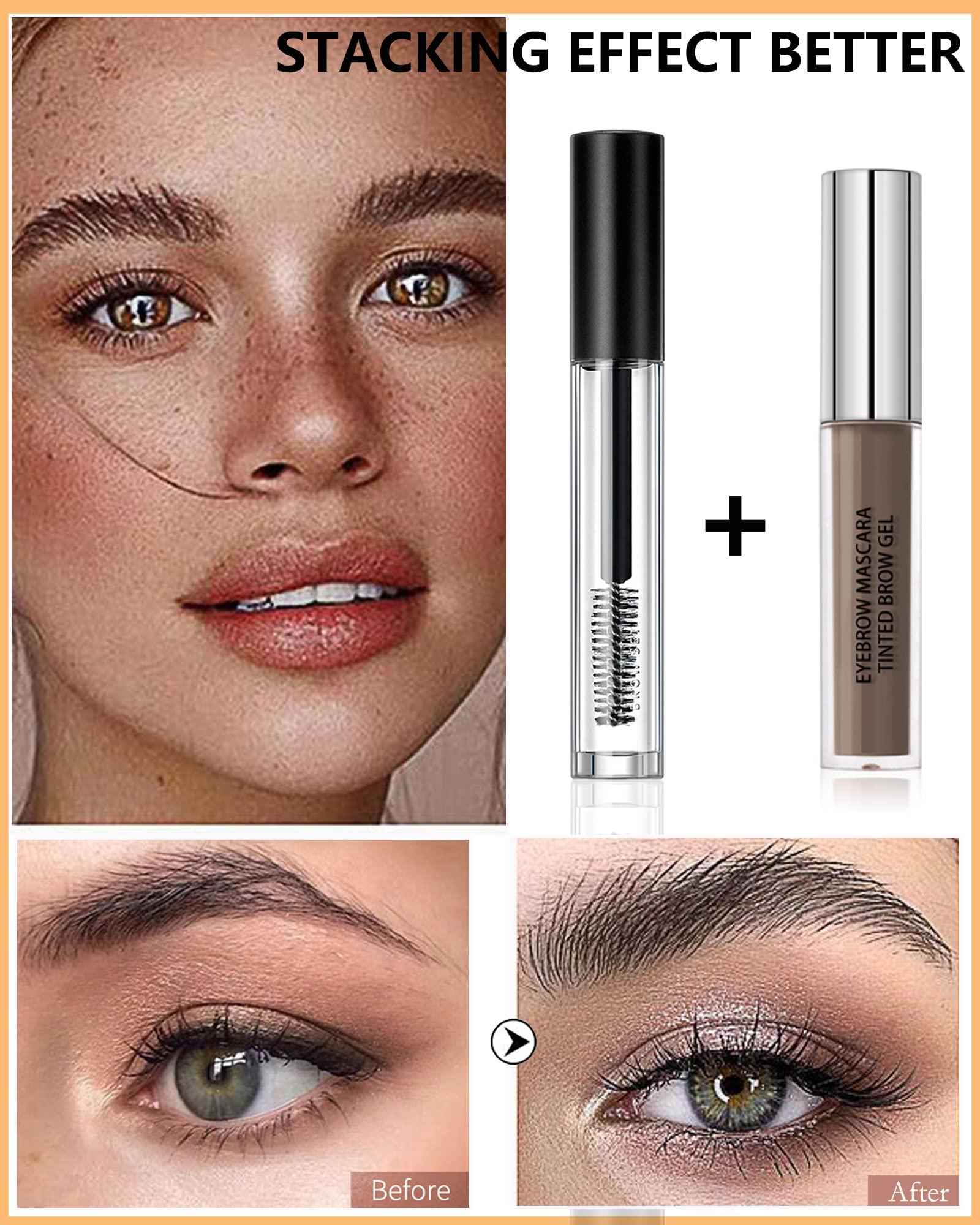 LYSdefeu Waterproof Tinted Eyebrow Gel Taupe & Clear Brow Setting Glue, Liquid Mascara Eye Brow Gel, Long Lasting Smudge-Proof Brow Filler Eye Makeup,Brow Fast Sculp,Christmas Makeup Gift Set for Girl Women-05
