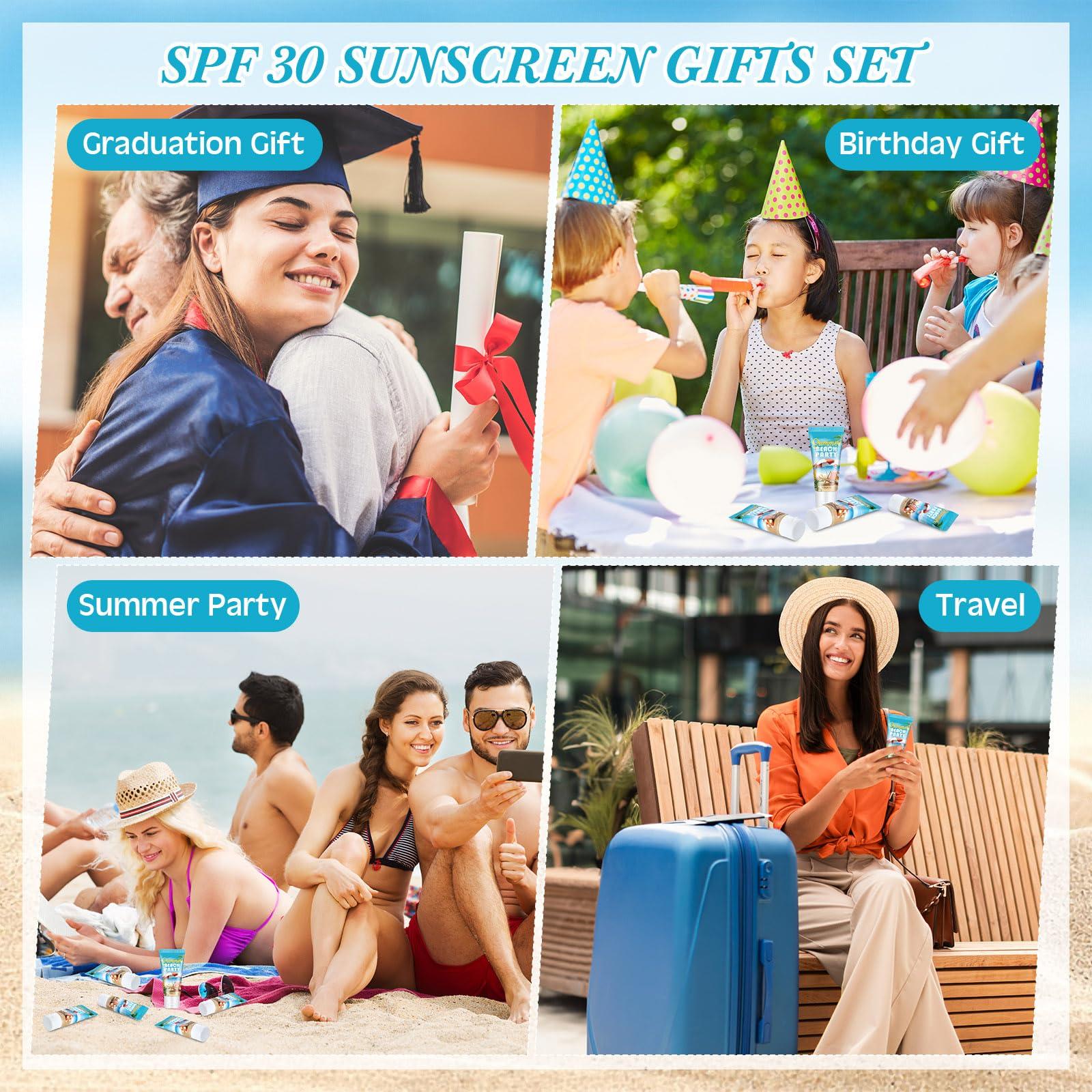 Dansib Dansib 72 Pcs Mini Sunscreen Bulk for Summer Party Wedding SPF 30 Water Resistant Sunscreen Lotion Bulk 1oz Travel Size for Thank You Gifts Summer Party Wedding Supplies(Beach)