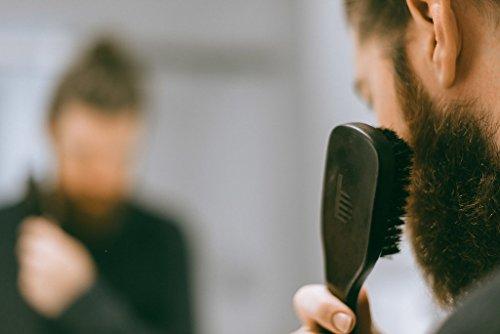 BRUSHYOURBEARDIN (TM) Beard Brush - Premium - 100% Boar Bristle - For the Modern Gentleman - Stained Hard Wood - Laser Etched Logo - Ergonomic Handle - Magnetic Carrying Case - Full or Patchy Facial Hair (Brush)