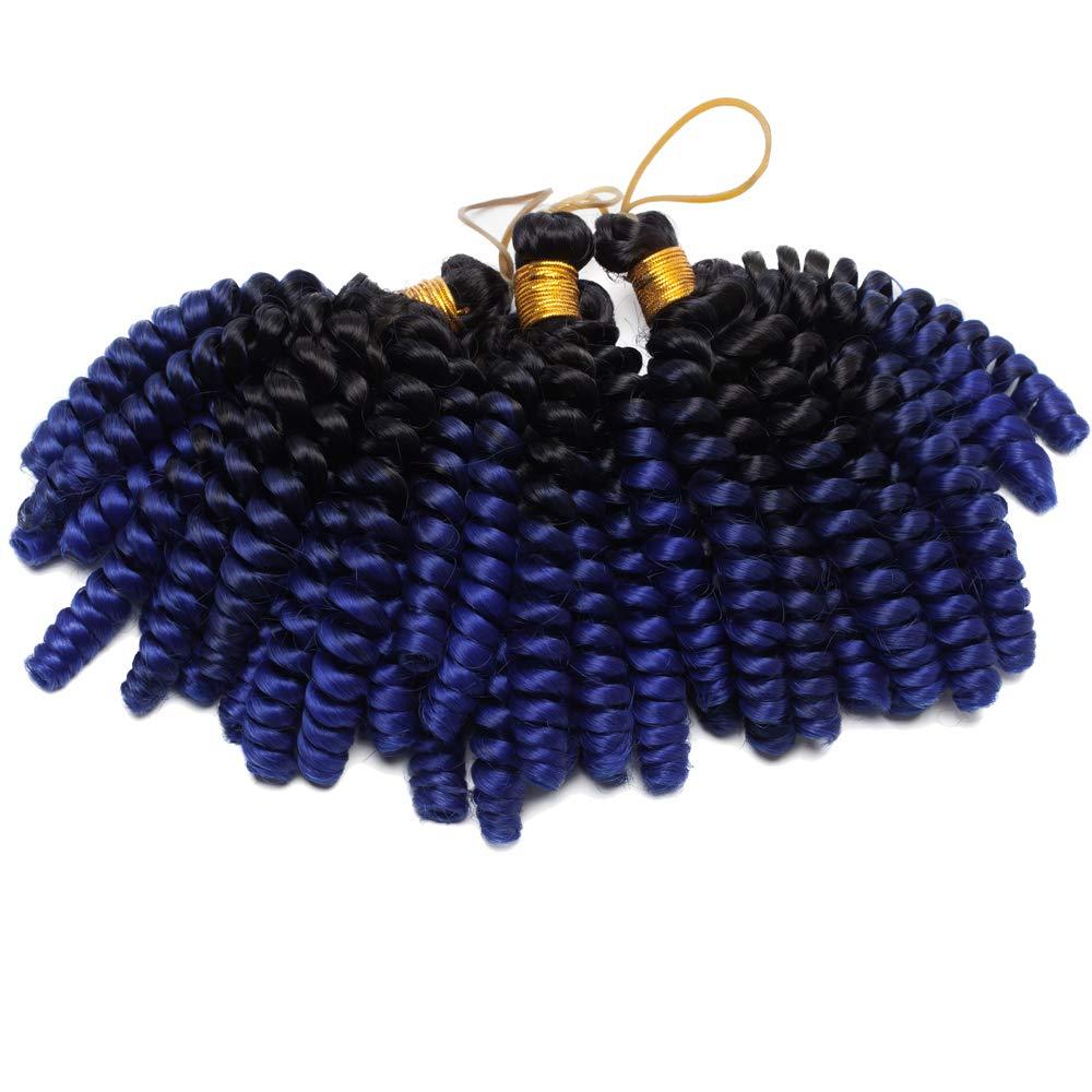 S-noilite Jamaican Bounce Hair 6 Inch Jumpy Wand Curly Crochet Hair Short Curly Crochet Braids Hair Extension Braids Twist Hair Jamaican Bounce Synthetic For Black Women (6"curly,black to dark blue)