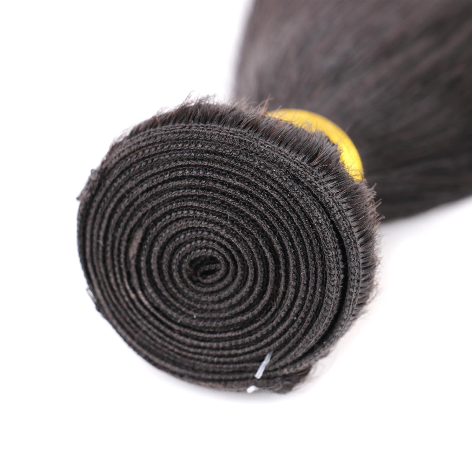 huarisi huarisi Straight Human Hair Bundles For Black Women Brazilian 8 Inch Bundles Human Hair Single 100% Unprocessed Virgin Weave Bundles Human Hair Raw Remy Hair Bundles Natural Black