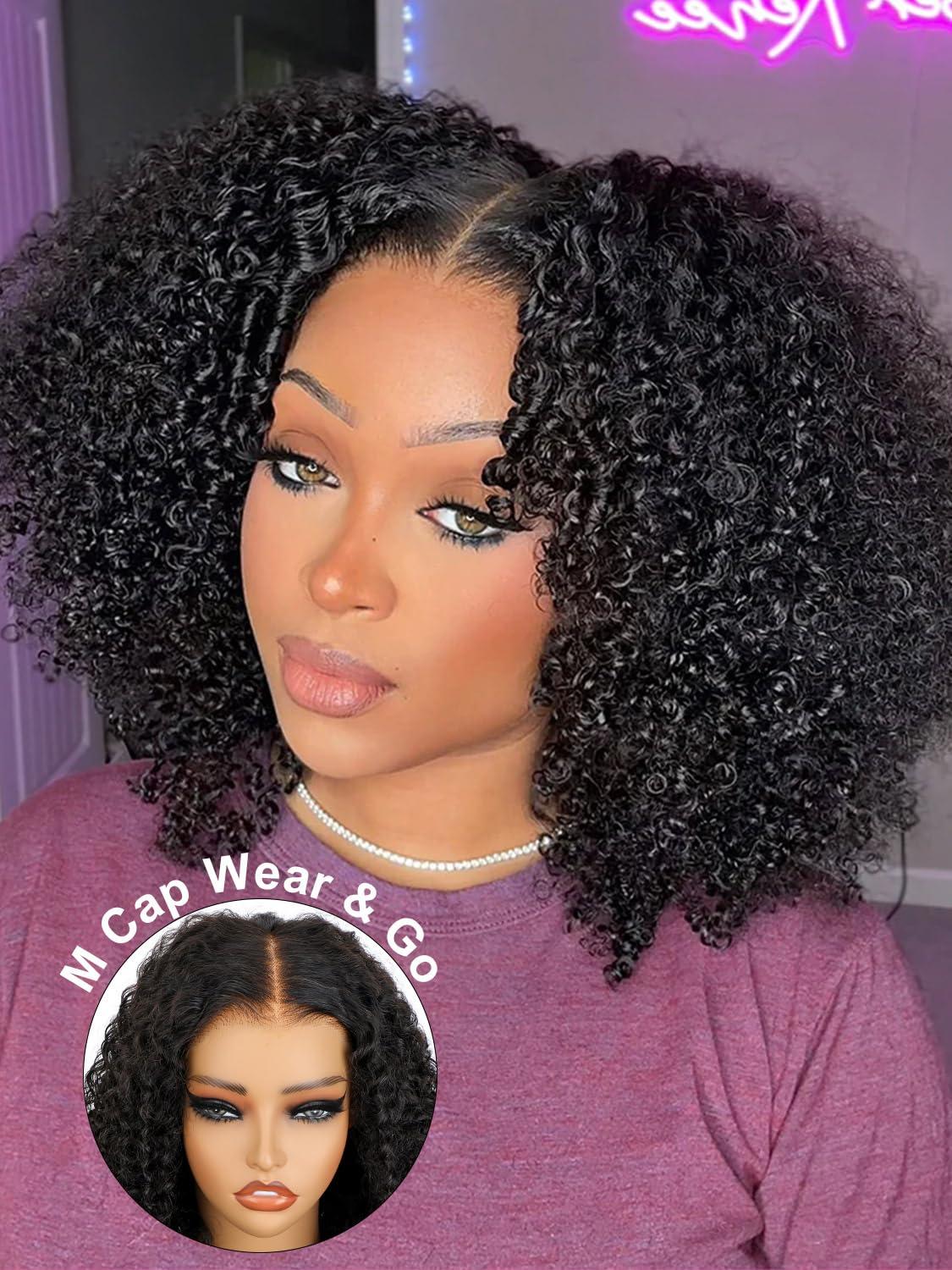 ISEE ISEE M-Cap Kinky Curly Wear Go Glueless Wigs Human Hair Pre Plucked Pre Cut Bleached Knots 9x6 HD Lace Glueless Human Hair Wigs For Women 22 Inch