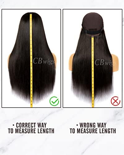 CBWIGS Cbwigs Brazilian Remy Natural Straight 360 Lace Frontal Wig Human Hair with Pre-Plucked Hairline (18 inch 160% Density, Natural Black)