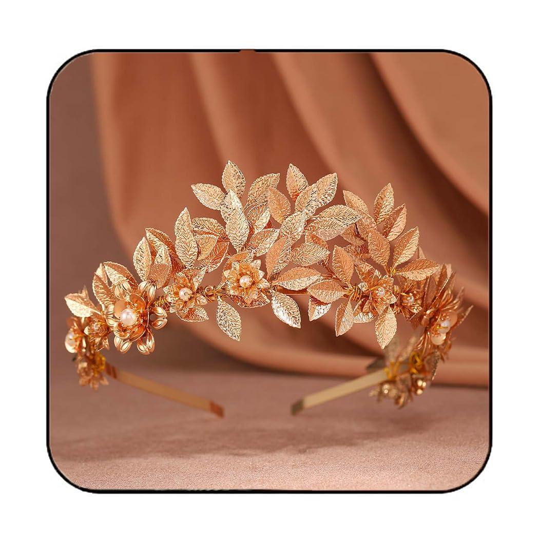Brishow Brishow Gold Leaf Headband Geek Goddess Headpiece Roman Laurel Wedding Headdress Olive Branch Hair Accessories for Women and Girls