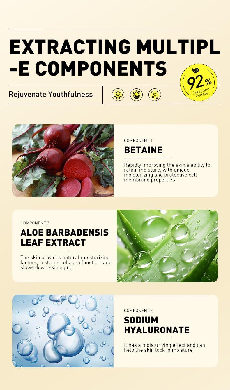 SORYA Advanced Snail Mucin 92% Face Cream Snail Moisturizer Powerful Anti Aging Blemishes for Deep Hydration, Skin Repair, and Wrinkle Reduction