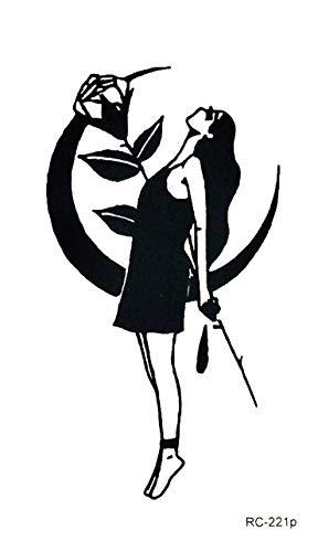 GS912 Temporary Tattoos Mini Tattoos 2 Sheets Sad face Crescent Moon Stabbed Rose Cartoon Tattoos Art Stickers Waterproof Temporary Painting Make up Sexy Body Fake Tattoo for Men Women Teens (13)