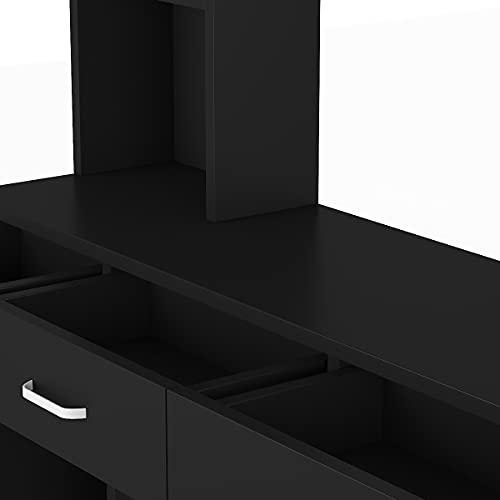 Paddie Paddie Barber Salon Station Wall Mount Hair Styling Salon Equipment Set Beauty Spa Furniture Set, Lockable Left Shelf, Mirror not Included(Black)