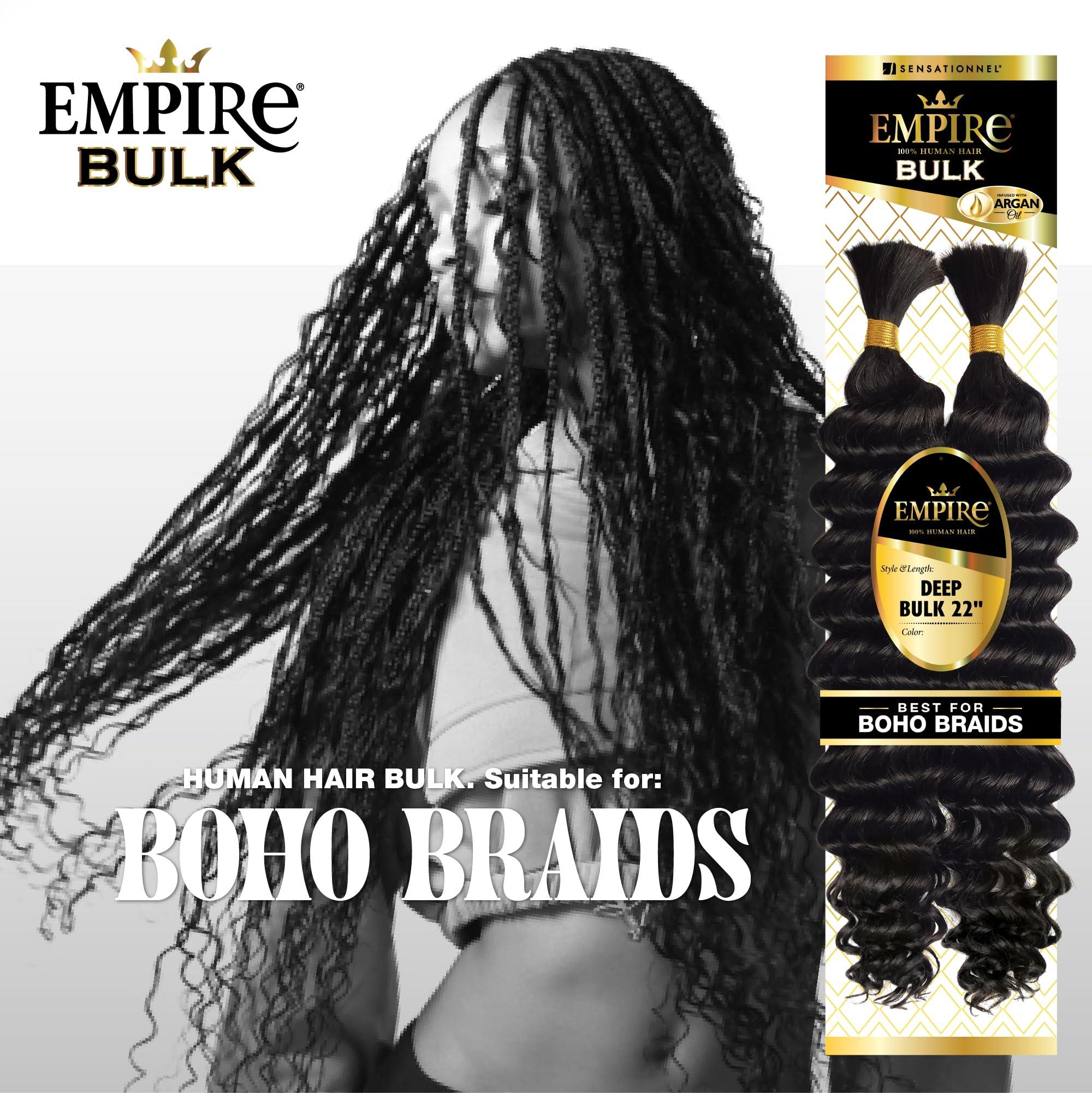 Sensationnel Sensationnel Empire bulk braiding  deep human hair braids for knotless boho box or curly loose wave styles (22 inch, 2 DARKBROWN)