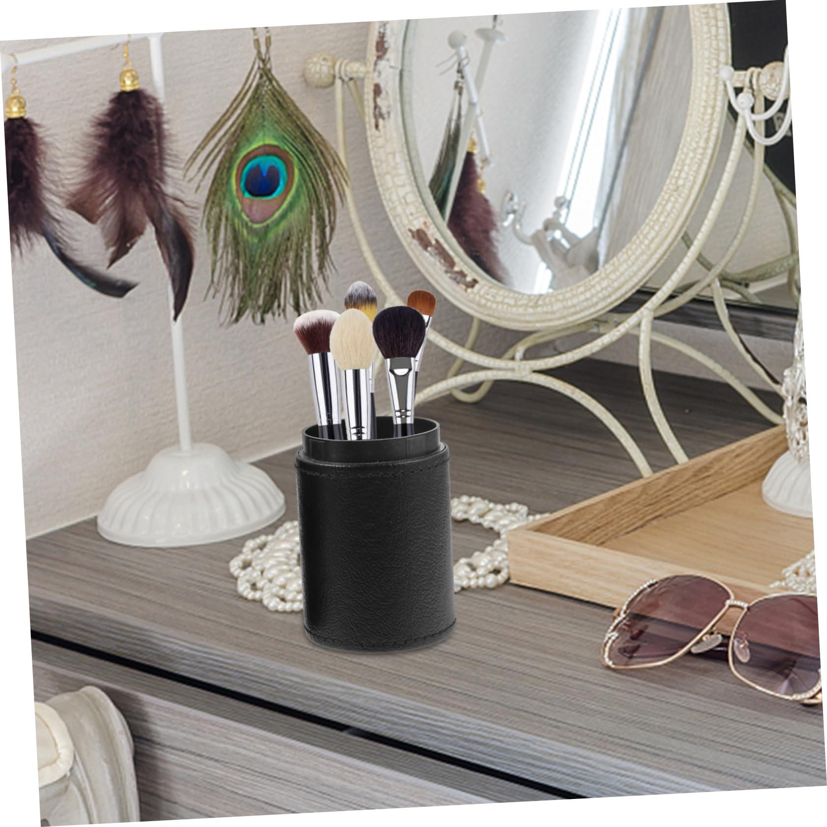 ADOCARN ADOCARN Makeup Brush Holder Makeup Brush Cup Makeup Brush Pouch Nail Brush Holder Pen Organizer Cosmetic Tools Organizer Portable Cup Holder Make up Brush Holders Pencil Holder Black Pu
