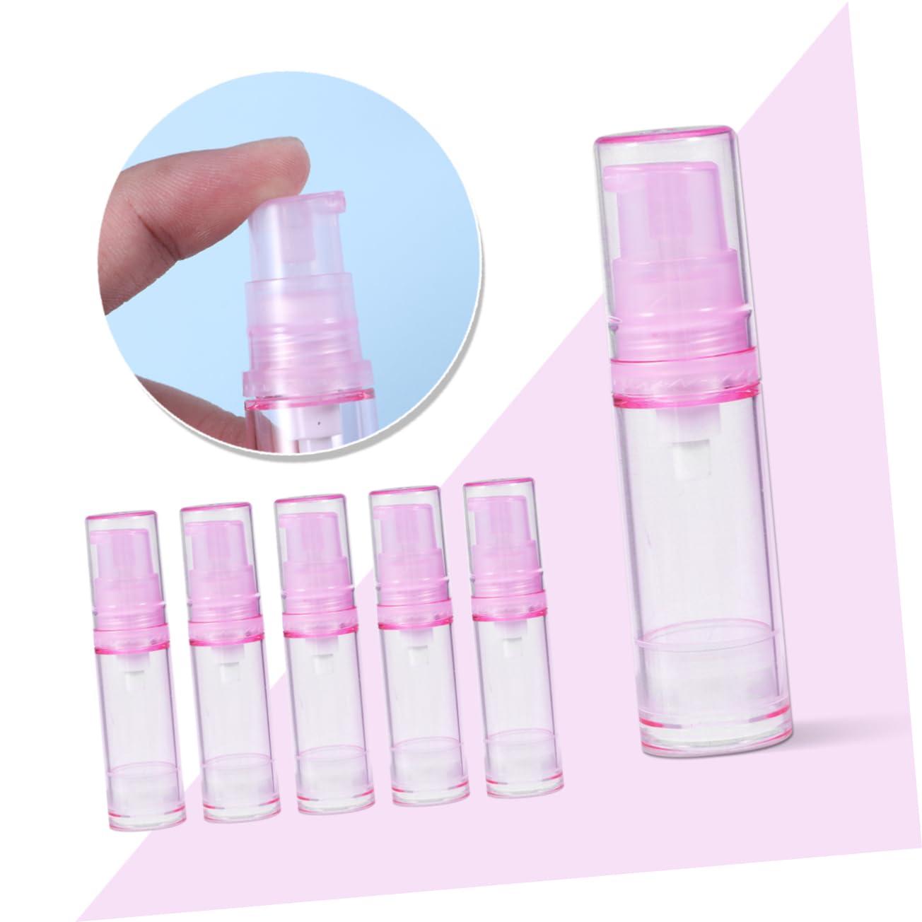 HONMEET HONMEET Vacuum Pump Bottle Set 4pcs 5ml Pink Lotion Travel Bottles Refillable Cream Jar Dispensers