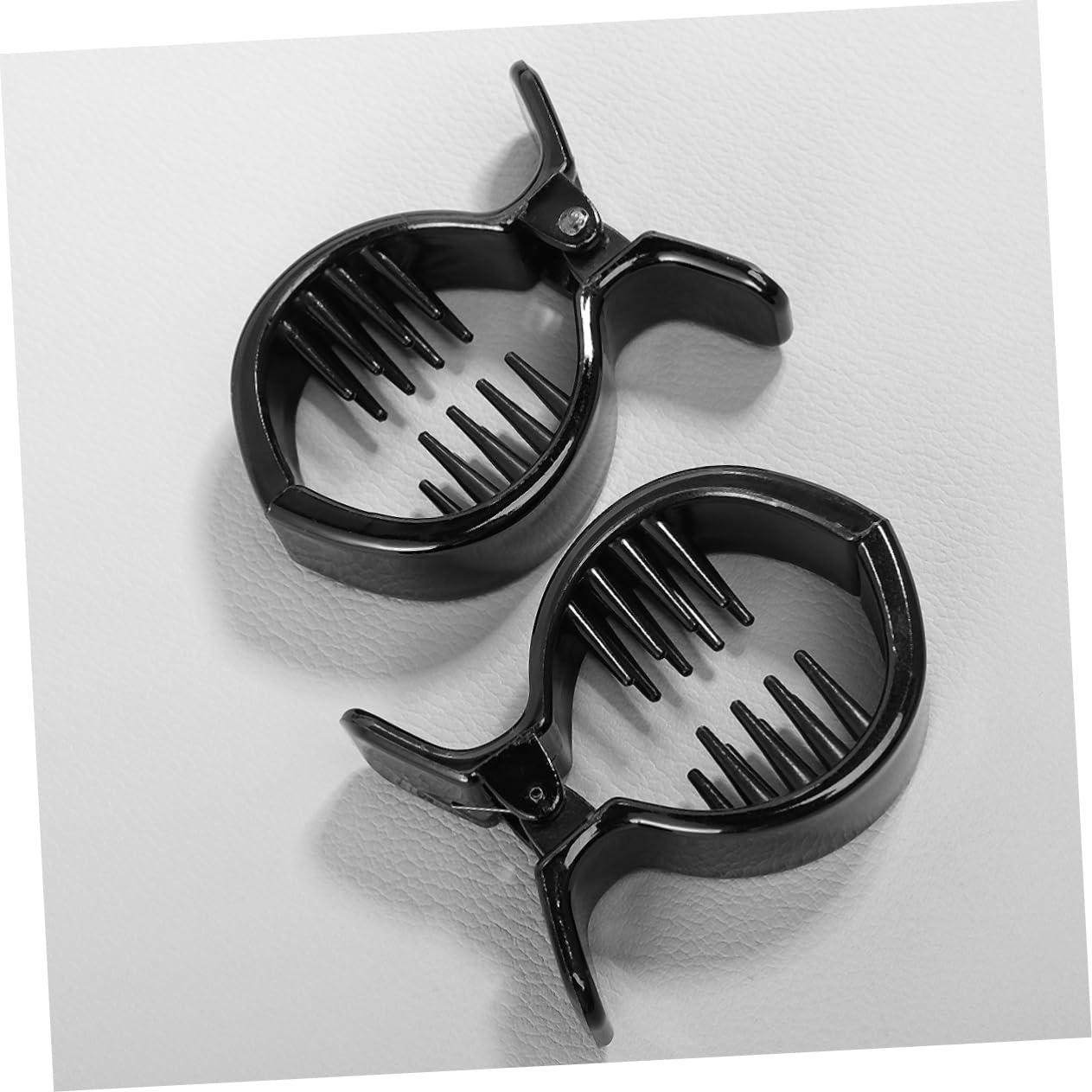 WOONEKY WOONEKY 2Pcs Black Round Inner Toothed Hair Clip Fish Tail Clip Ponytail Holder Strong Tension Hair Claw for Secure Styling and Comfortable Hold
