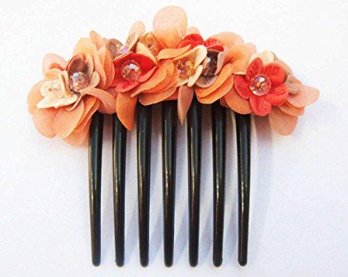 Thai French twist hair comb Ornamented along the top of the heading with Flowers made ??from fabric
