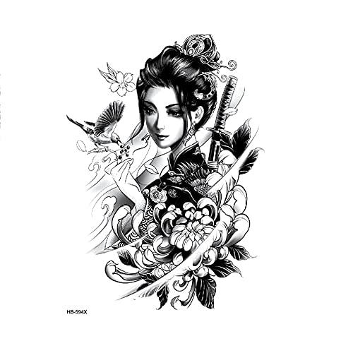 HTDZDX Female Warrior with Sword Waterproof Temporary Tattoo Sticker Tatuajes Tatoo Sleeve Henna Tattoo Decals Body Art Stickers (Color : Hb594x)