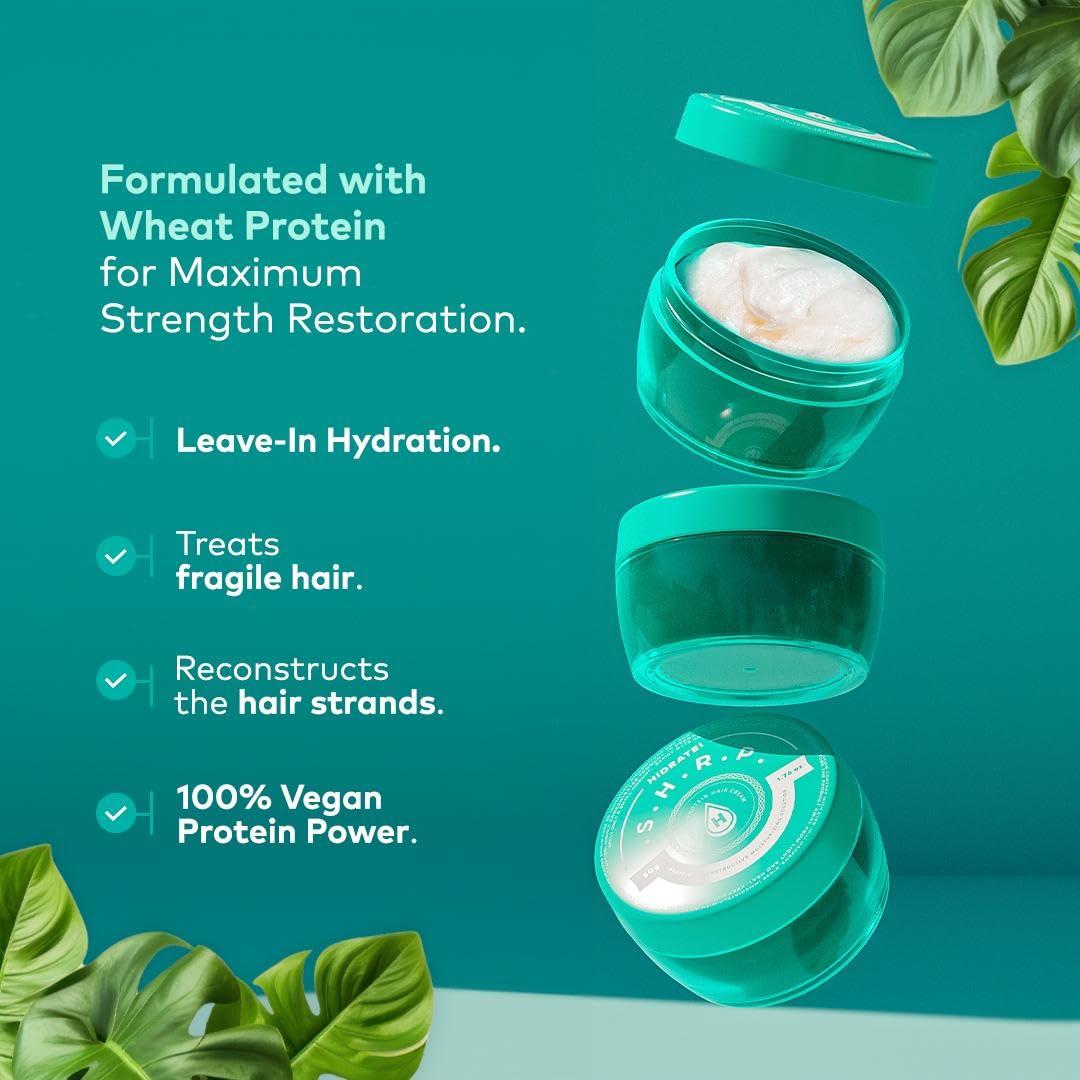 Hidratei Brazilian Beauty Hair Protein Cream | Damaged & Dry Hair Treatment | Split End Repair | Deep Hydration | Leave in Treatment | Moisturize and Shine | Hair Repair 1.76 Oz.