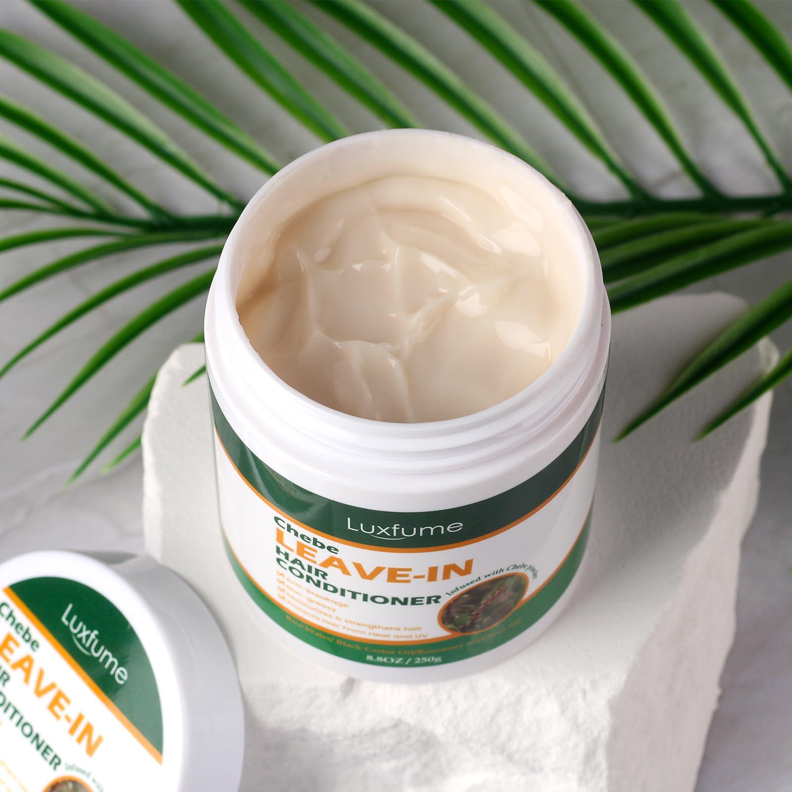 Luxfume Luxfume Chebe Leave-In Conditioner for Hair Growth and Shine - Rice Water Formula Moisturizes, Minimizes Breakage, and Adds Shine for Men and Women, 8.8 Oz