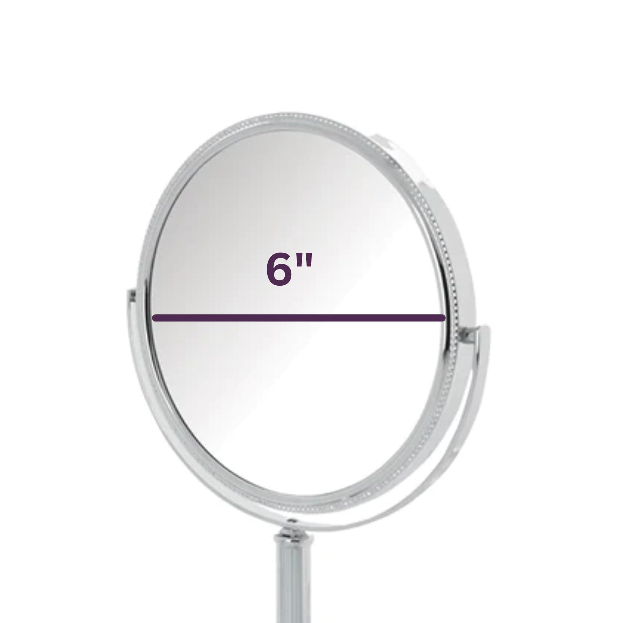 Jerdon JERDON Two-Sided Tabletop Makeup Vanity Mirror - 10X-1X Magnification & Swivel Design - 6-Inch Diameter Portable Mirror  Polished Chrome Finish - Model JP910CB