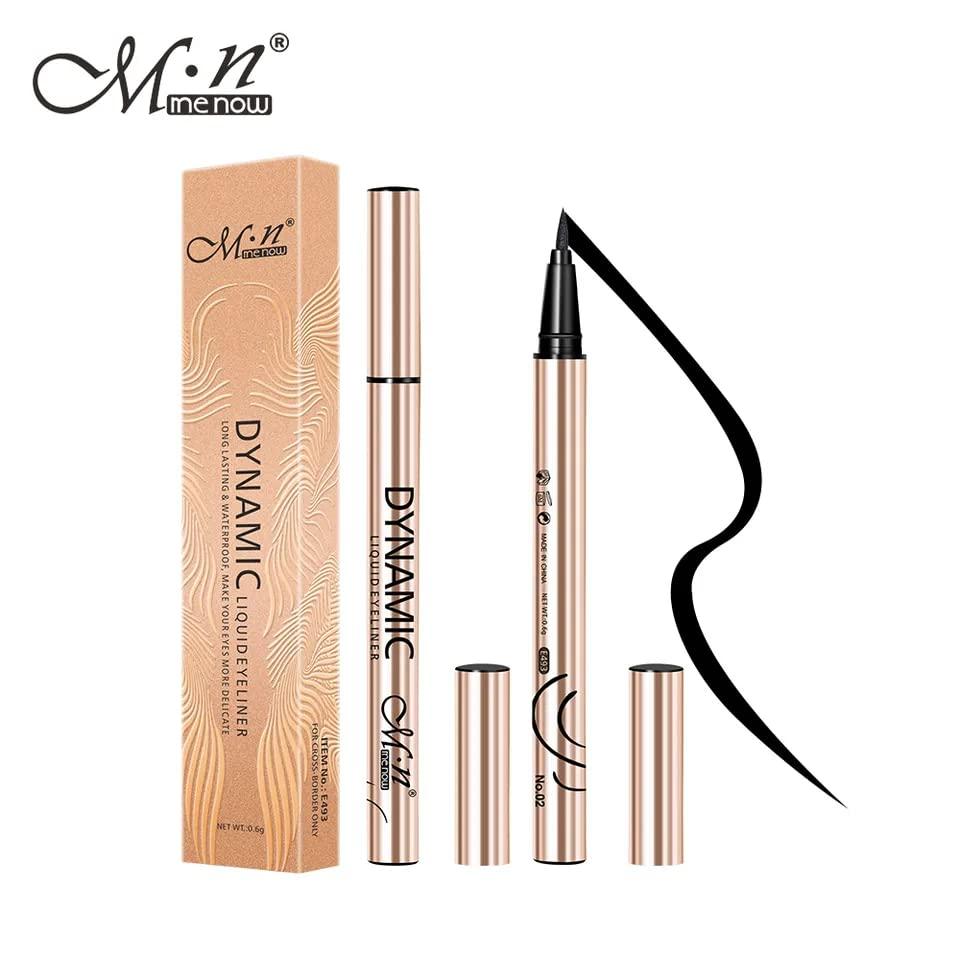 Me Now MENOW Long Lasting Waterproof Liquid Eyeliner Pencil, Soft Brush Tip with Quick Dry Formula, Sweat Resistant and Smudge Proof Private Label Straight Liner Pen, Brown