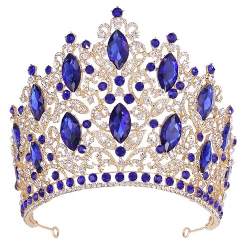 Generic Crystal Rhinestone Crown Wedding Tiara Bridal Hair Accessories Crown Party Wedding Headwear H214 Gold Red