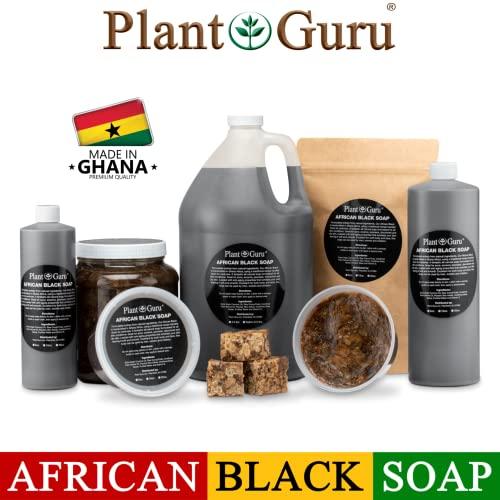 Plant Guru Raw African Black Soap 2 lbs. Bulk Bars 100% Pure Natural From Ghana. Acne Treatment, Aids Against Eczema & Psoriasis, Dry Skin, Scars and Dark Spots. Great For Pimples, Blackhead.