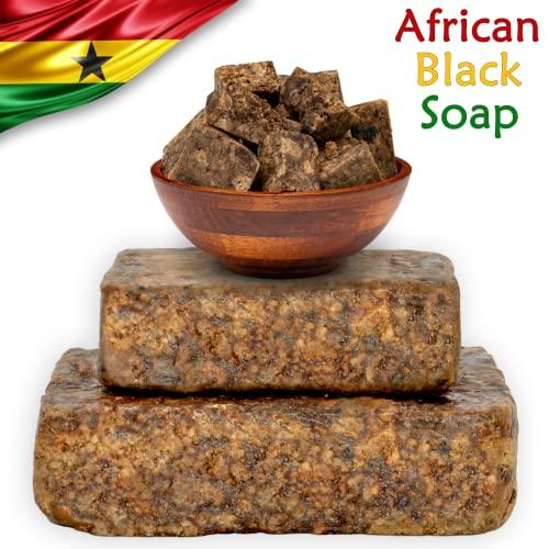 Plant Guru Raw African Black Soap 3 lbs. Bulk Bars 100% Pure Natural From Ghana. Acne Treatment, Aids Against Eczema & Psoriasis, Dry Skin, Scars and Dark Spots. Great For Pimples, Blackhead.