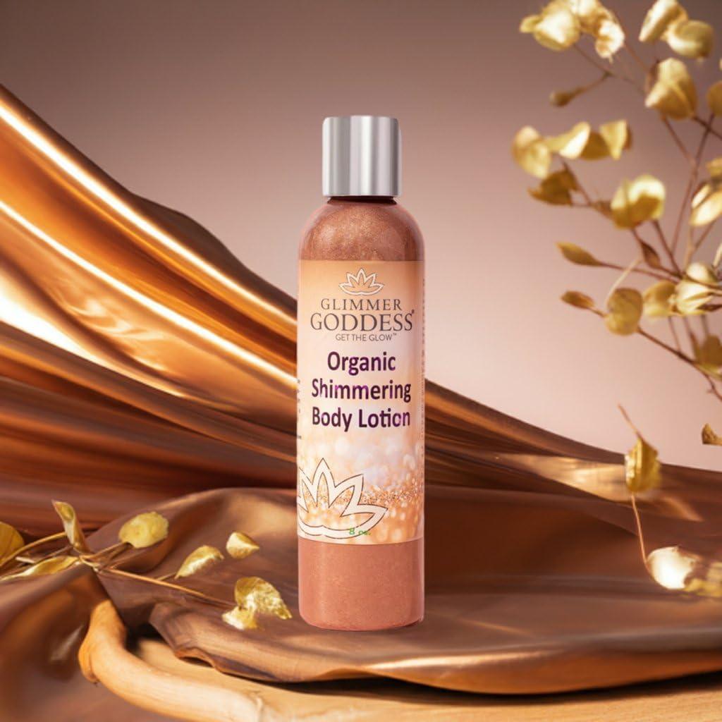 GLIMMER GODDESS GLIMMER GODDESS Organic Body Shimmer Lotion - Super Level 3 Bronze Body Shimmer, 8 oz