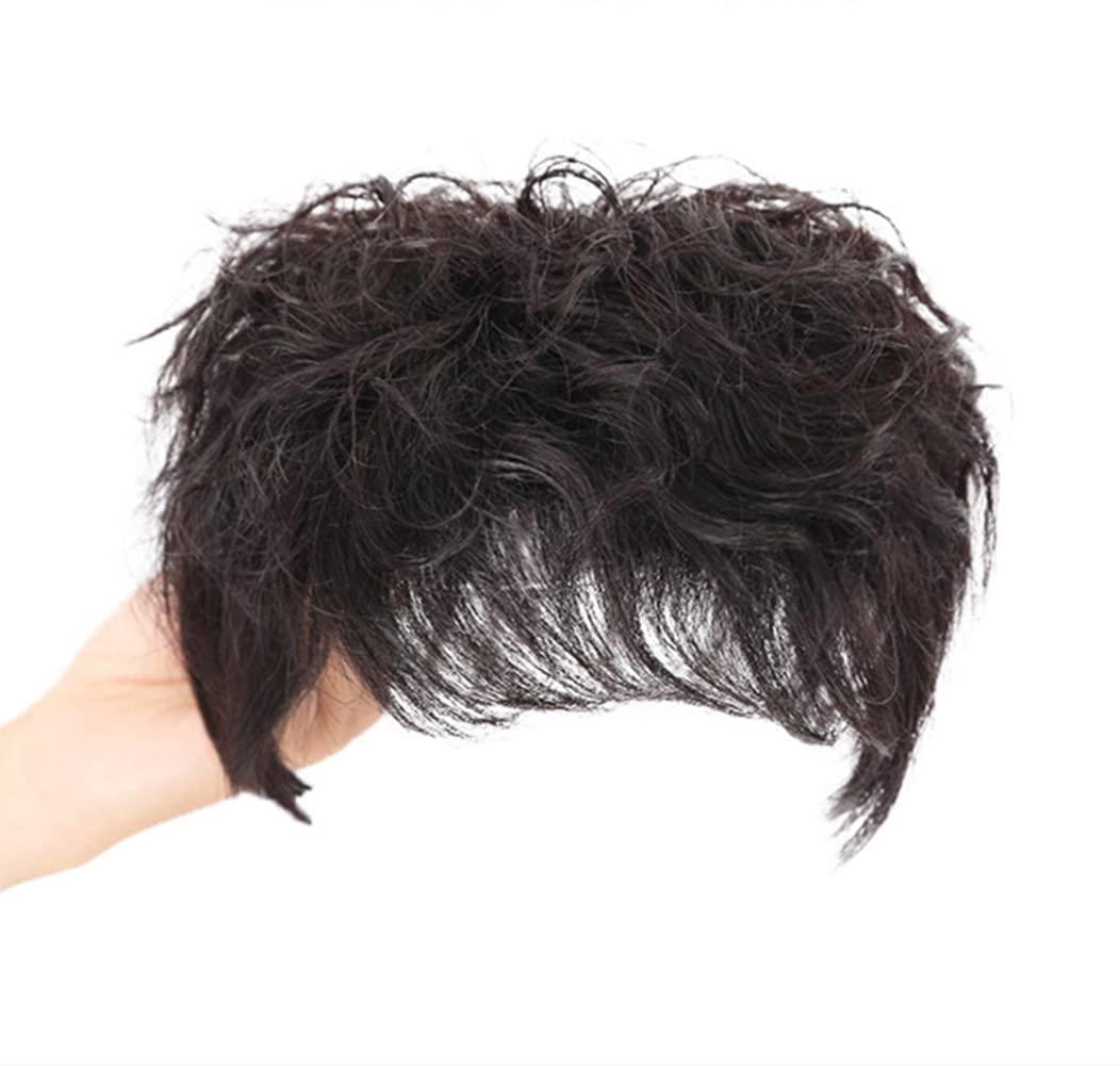 BESTOPPER BESTOPPER Curly Hair Topper 100% Real Human Hair Topper Clip In/On Hair Pieces For Women Thinning Hair And Hair Loss (Curly-Dark brown)