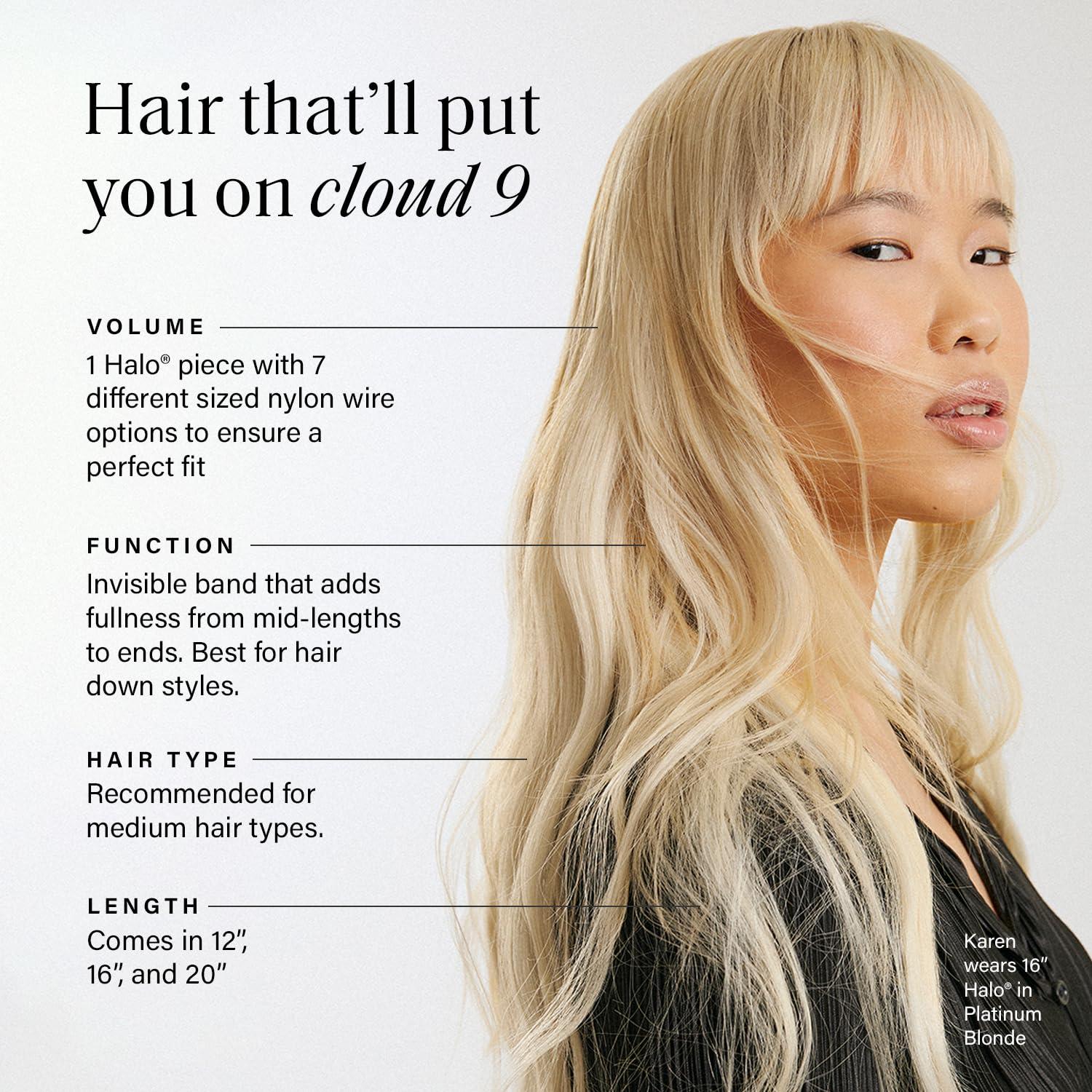 Luxy Luxy Hair 16\" Light Gray Halo Clip-In Hair Extensions (140 grams) 100% Remy Human Hair, Quick Volume, 10-Piece Set, Blends Easily