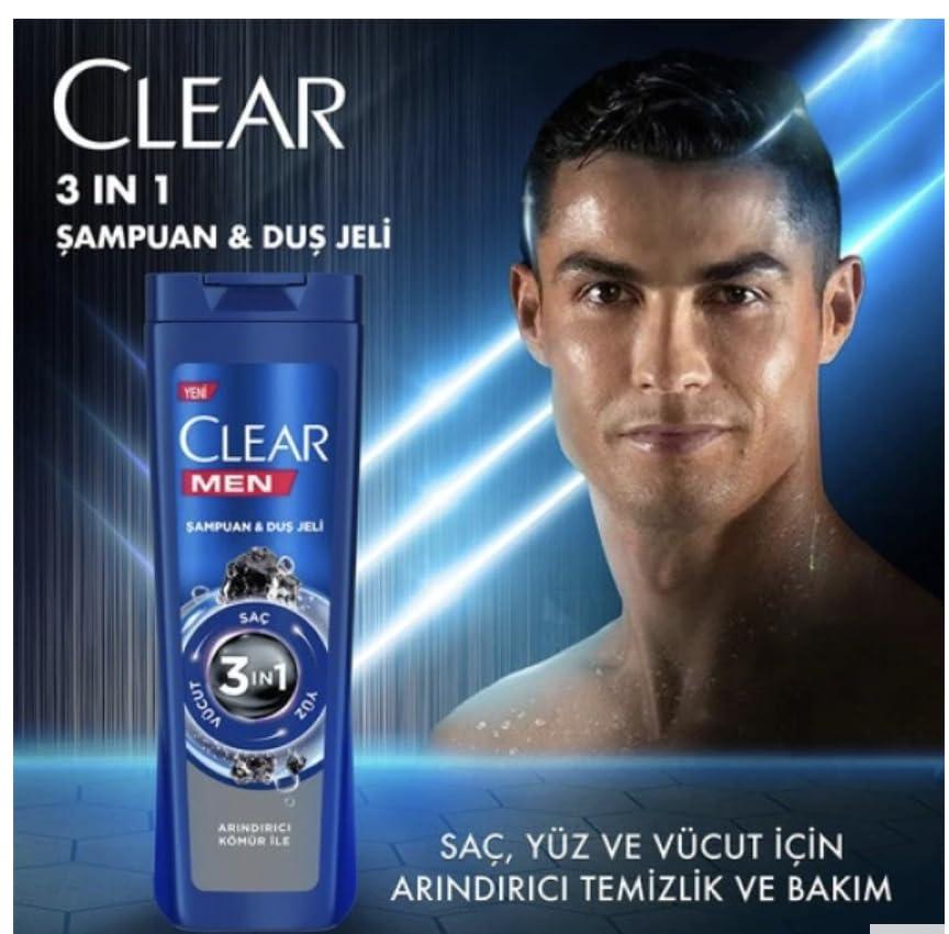 Generic Clear Men 3 in 1 Shampoo & Shower Gel Purifying Charcoal 350 ML-11.8 Fl Oz