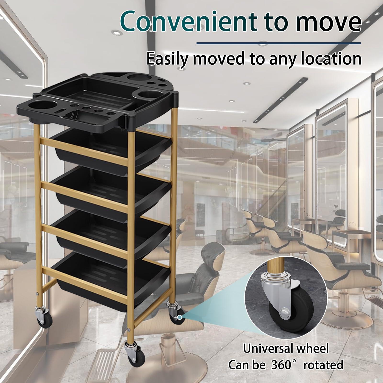 HRTLSS HRTLSS Salon Cart, Salon Cart with Wheels and Drawers, Stylist Hairdressing Cart, Space Saving Salon Station Trolley Cart, for Hairdressing Beauty Spa Tattoo