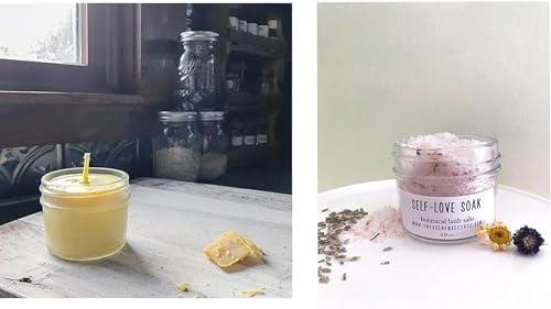 Liberty Leather 3oz Straight Sided Glass Jar with White Metal Cap - 24 Pack - Clear Glass Jar with Lids for Home and Office Use - Food Storage Containers for Preserves, Herbs, Spices, and More (3oz, 24 Pack)